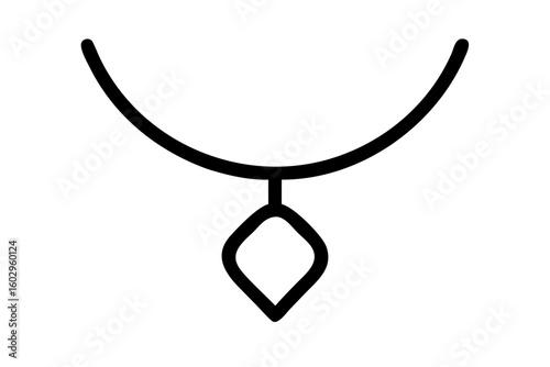 Minimalist Necklace with Pendant – Jewelry Line Art Icon in SVG