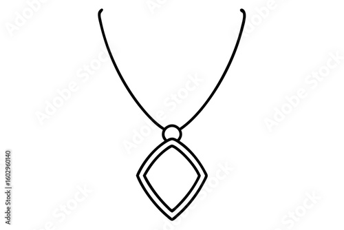 Minimalist Necklace with Pendant – Jewelry Line Art Icon in SVG