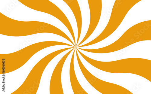 Abstract bright and energetic spiral background with alternating curved yellow and white segments. Motion and visual depth, resembling a pinwheel or vortex effect. Retro, playful, and eye-catching 
