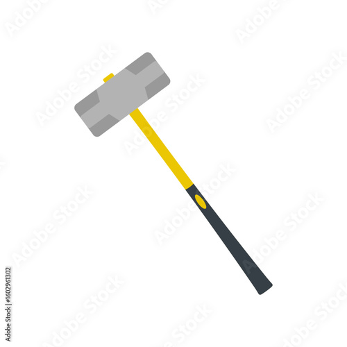 sledgehammer flat design vector illustration isolated on white background. illustration for construction, demolition, industry, or graphic themes