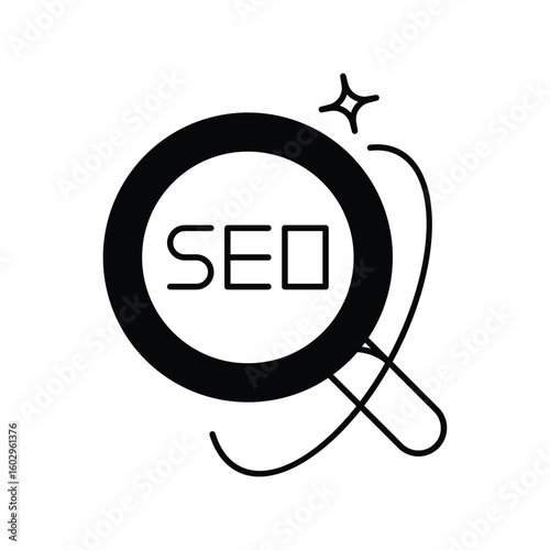 seo glyph icon with white background vector stock illustration