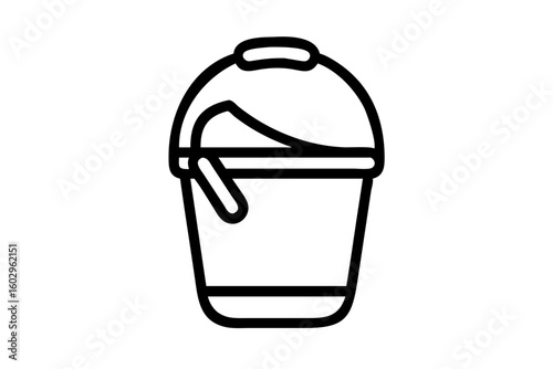 Minimalist Line Art of Bucket or Pail with Handle – Vector Illustration
