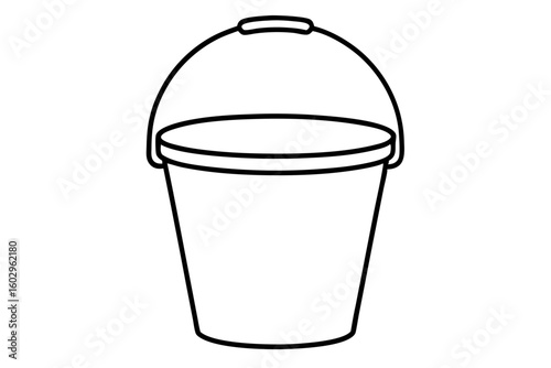Minimalist Line Art of Bucket or Pail with Handle – Vector Illustration