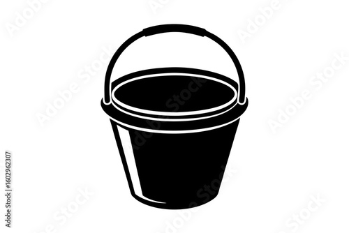 Minimalist Line Art of Bucket or Pail with Handle – Vector Illustration