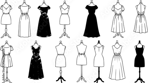 dummy dress hand drawing illustration vector. flat vector silhouette
