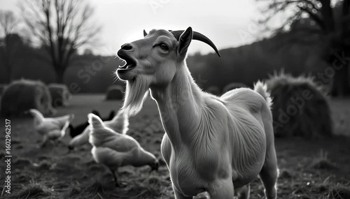 Nubian goat roaring with a loud bleat