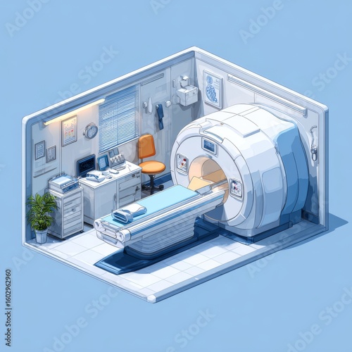 Modern Medical MRI Scanner in a Bright Examination Room Setting
