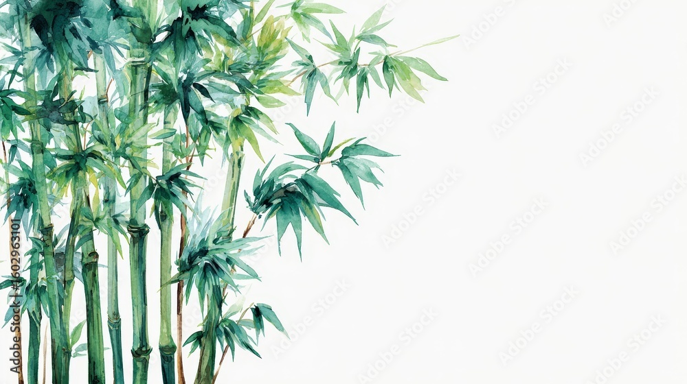 Fototapeta premium Serene bamboo forest painting, evoking tranquility and peace in nature's embrace
