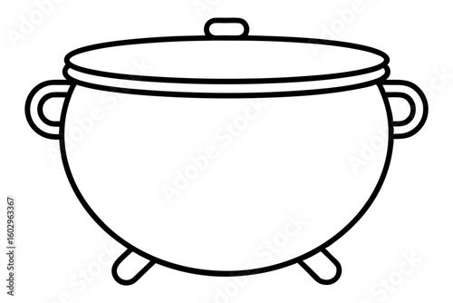 Flat Vector Icon of Cauldron Cooking Pot – Black Silhouette Design