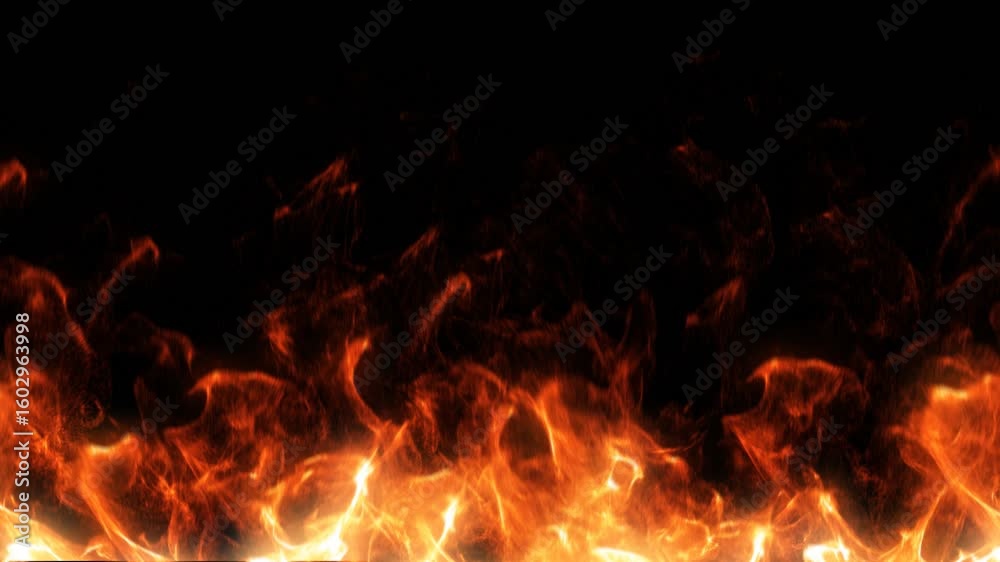 Fiery Inferno: A dramatic visual of intense flames, symbolizing energy, danger, and destruction, with vibrant colors and dynamic movement.