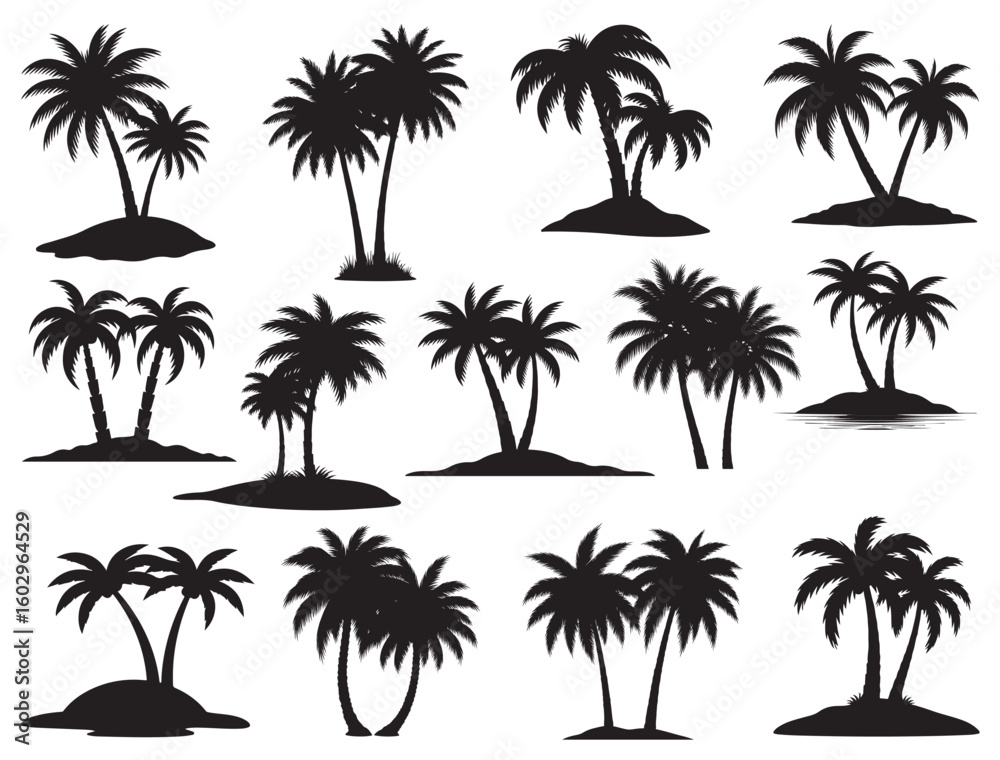 Obraz premium PALM TREE ISLAND SILHOUETTE