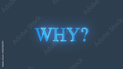 Animated glowing flickering neon inscription why. neon why text animation.