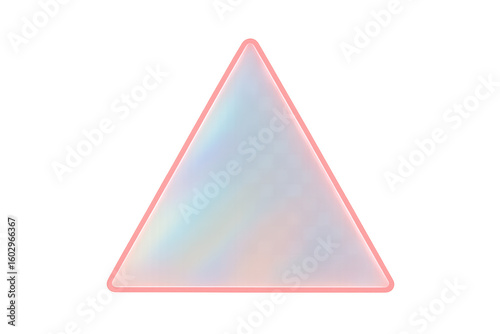 Vibrant pink neon triangle frame with iridescent gradient, glowing on transparent backdrop for cutting-edge graphic design projects
