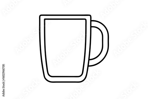 Cup or Mug with Handle – Minimal Line Art Vector Illustration

