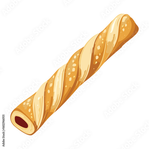 Delicious Spiral Twisted Baked Breadstick - Vector Illustration