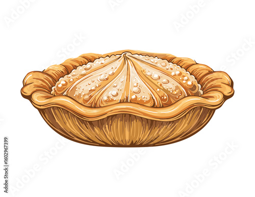 Classic Baked Pie Tart Lattice Crust - Vector Illustration