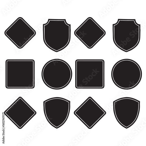 Blank Vector Shields in Various Shapes for Design Templates
