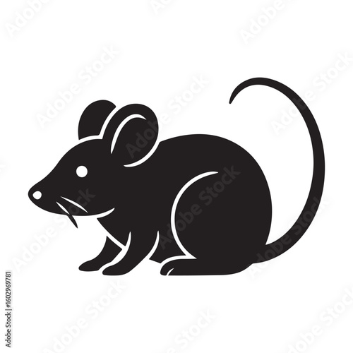 Simple black silhouette of a mouse, perfect for educational or design projects.