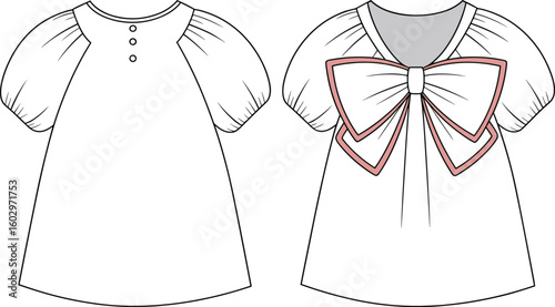  Cute Baby Girl's White Puff Sleeve Blouse with Pink Bow Detail - Adorable Toddler Fashion Top for Casual Wear, Playtime, and Special Occasions