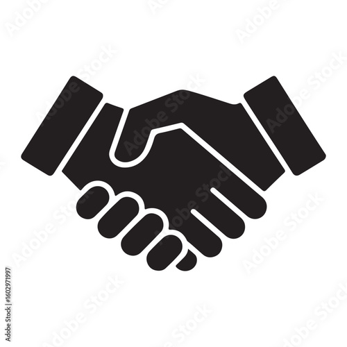 Professional business handshake agreement illustration for corporate deals, Hand shake icon isolated white background. Silhouette Hand shake icon