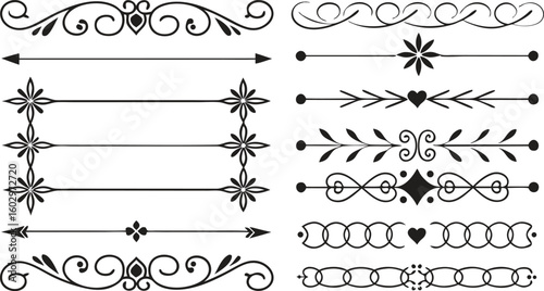 Classic line separators. text divider ornament bundle design element,