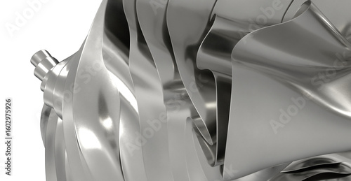 High-detail image of a metallic turbine component. Ideal for industrial, engineering, and technology projects.