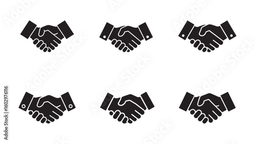 Set of Hand shake icon isolated white background. Silhouette Hand shake icon, Professional handshake business agreement partnership deal