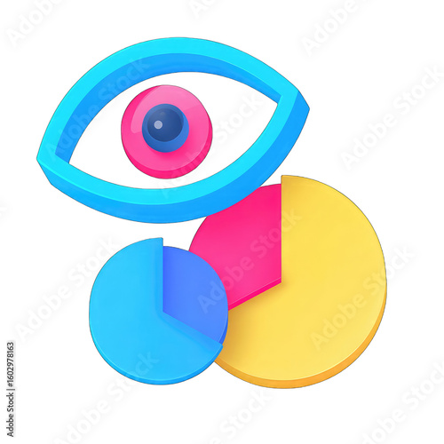 Eye with data pie charts