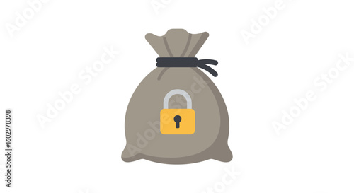 Illustration of Financial Security and Asset Protection with a Locked Money Bag Symbolizing Secure Wealth and Confidentiality