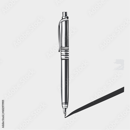 silver pen with shadow business isolated for word