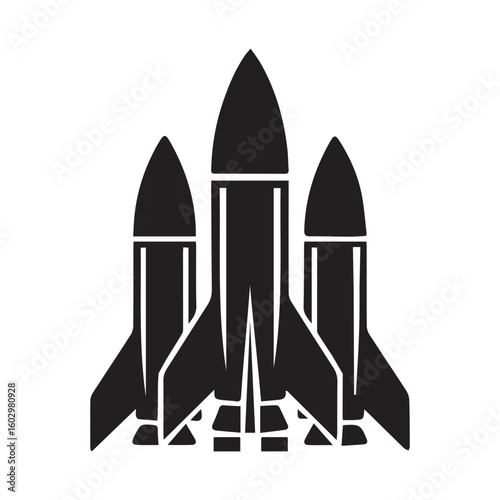 Space Rocket Launch Silhouette, Mission and Success Symbol