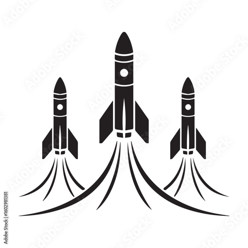 Rocket Ship Fleet Launch Vector Icon 