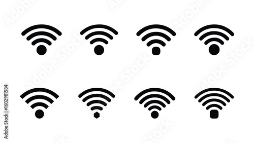 set of vector silhouettes of wifi icons, Collection of modern wireless internet connection symbol for digital and print use