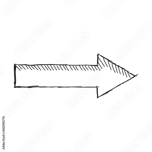 Rough hand-drawn right arrow sketch.