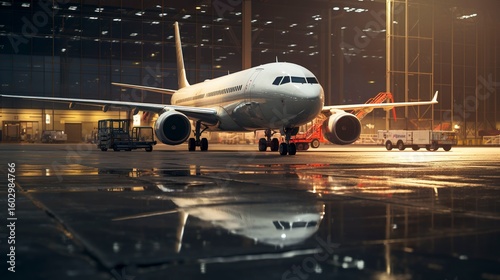 A photo of a plane parked at an airport