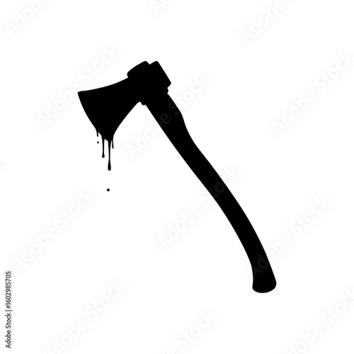 Bloody axe silhouette vector flat design on white background.