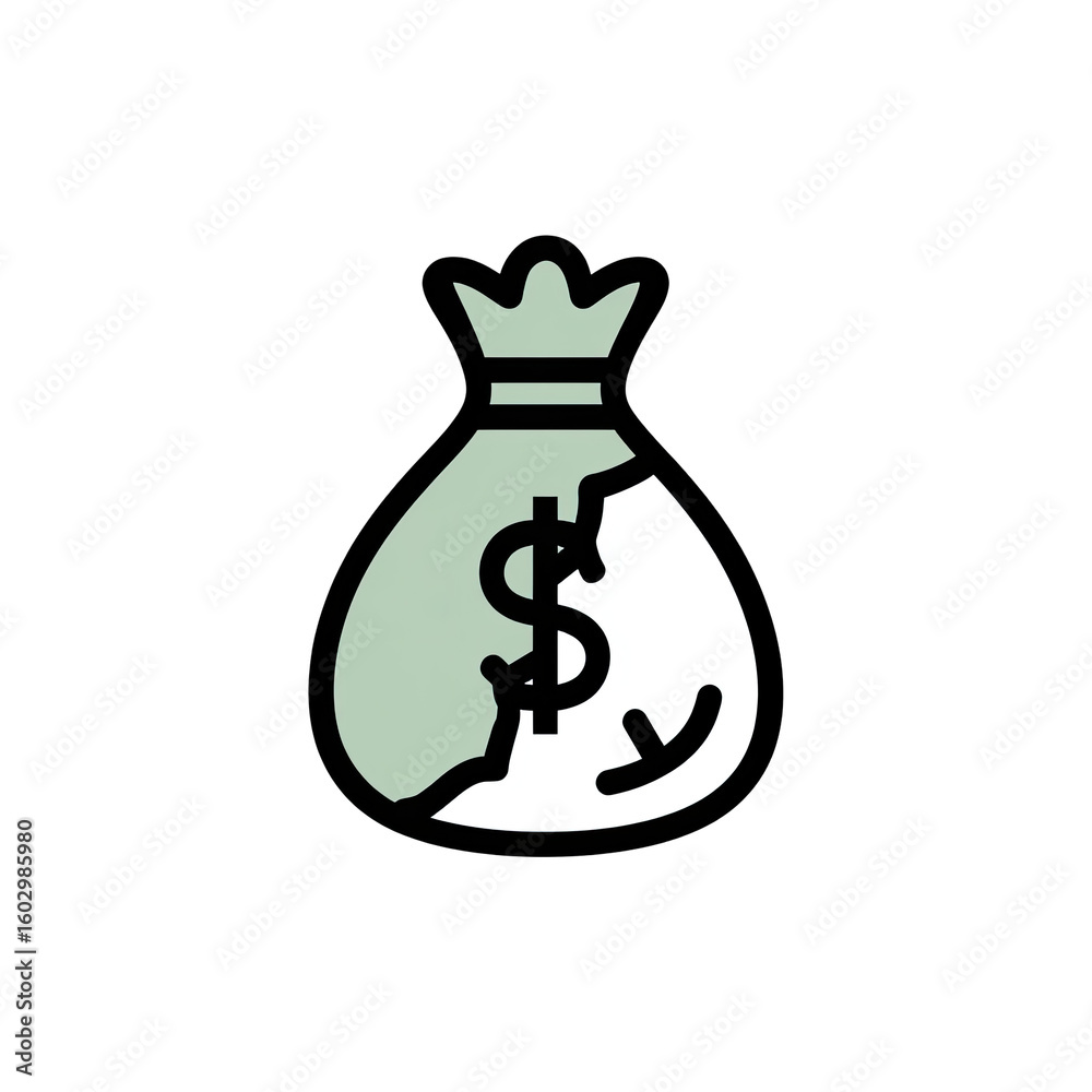 A broken money bag A broken money bag