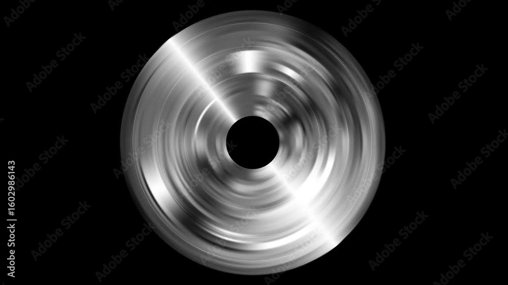 black and white Glossy abstract vinyl disc CD animation loop. with swirling spinning gradient colors and light reflections. tech digital media, futuristic music poster