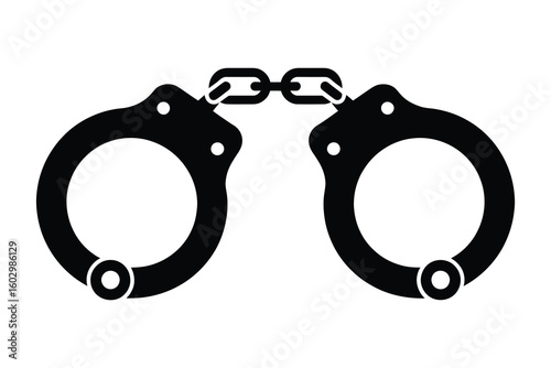 Black handcuffs linked together restraint metal