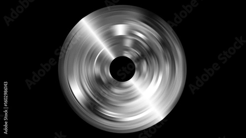 black and white Glossy abstract vinyl disc CD animation loop. with swirling spinning gradient colors and light reflections. tech digital media, futuristic music poster