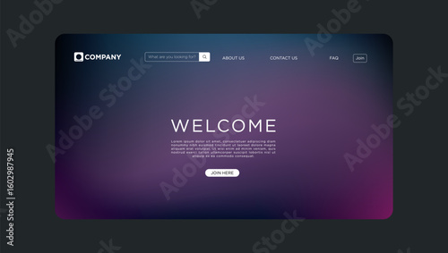 Modern welcome page with search bar and simple navigation for professional website design