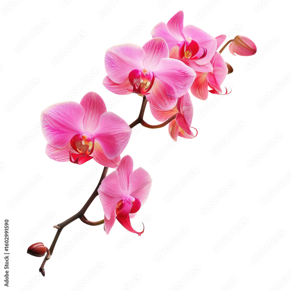 Fototapeta premium Vibrant pink orchid blossoms on stem