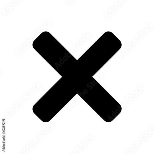 Black cross icon isolated on white background suitable for website and app interfaces