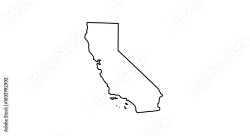 California state outline map simple black and white graphic illustration