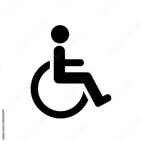 Wheelchair accessibility icon black silhouette person sitting in wheelchair isolated on white background simple graphic design element