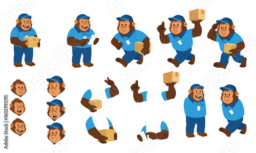 Gorilla Delivery Character Constructor Cartoon Modular Set
