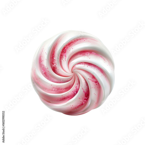 Swirled Pink and White Meringue Cookie, Close-Up Studio Shot