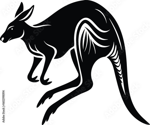 Stylized Kangaroo Silhouette in Leaping Pose