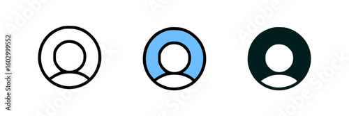 Three variations of a user profile icon, each with different fill colors.