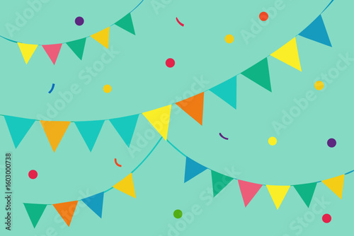 Seamless vector pattern with colorful bunting flags, perfect for birthday party decorations and holiday celebrations